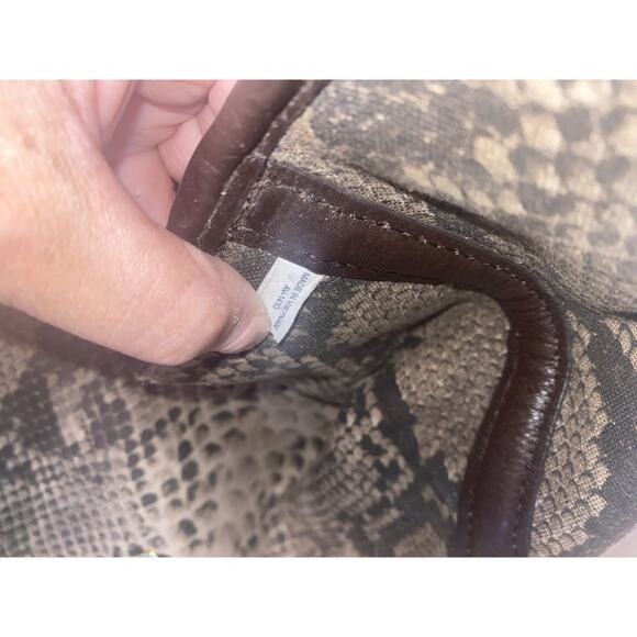 MICHAEL KORS Reversible Brown Monogram Snake-print Tote Shoulder Bag Purse Fall - Picture 11 of 14
